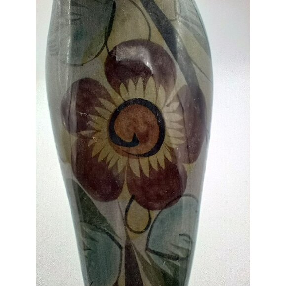 Tonala Bird Hand Painted Mexican Pottery Vintage Folk Art 3.75 Inch Flower 1960s - Picture 9 of 14
